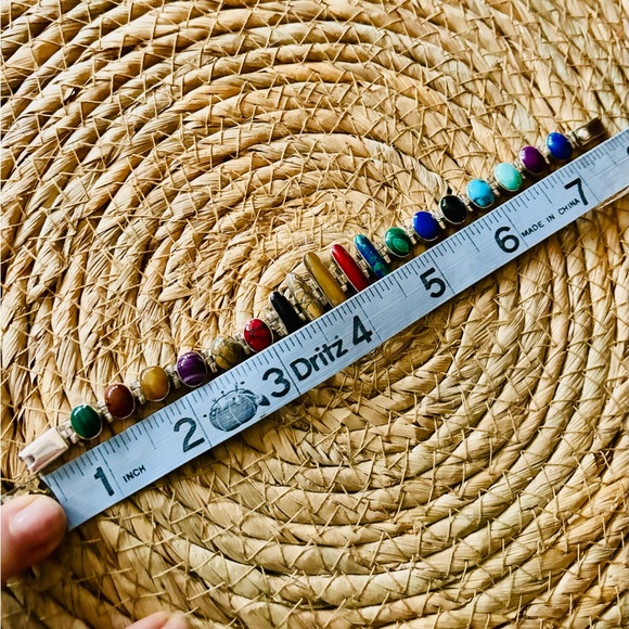 925 Sterling Silver and Multi-color precious Stone bracelet. - Picture 4 of 13